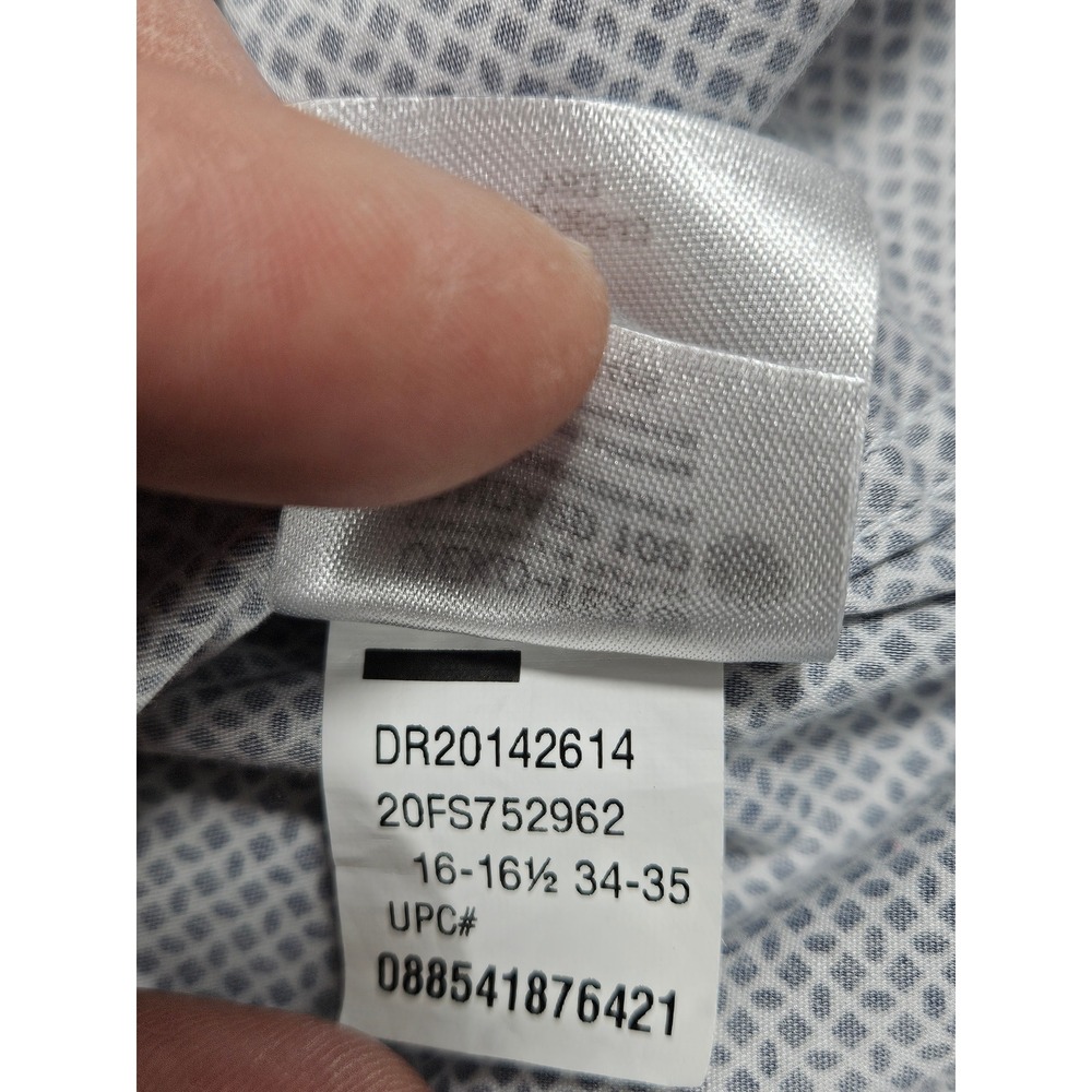 Van Heusen Men Vivid Slim Fit Stretch Shirt Geometric Print Navy White L 16-16.5 - Picture 9 of 12